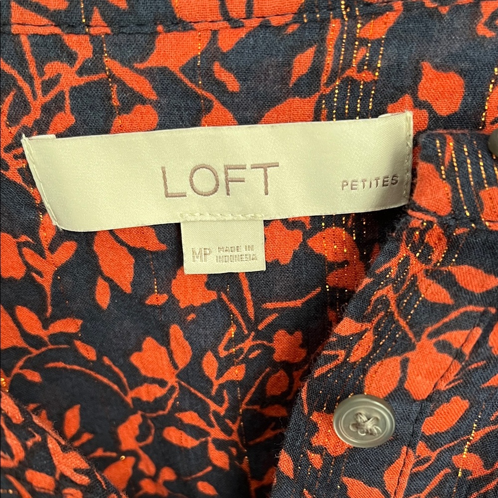 LOFT Rust Colored and Black Patterned Blouse - image 2